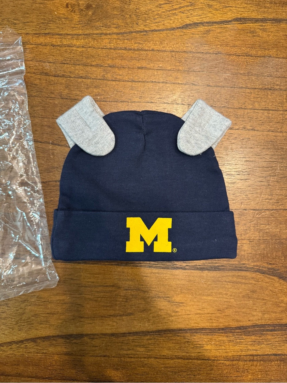 University of Michigan M Baby Navy Beanie with Grey Ears